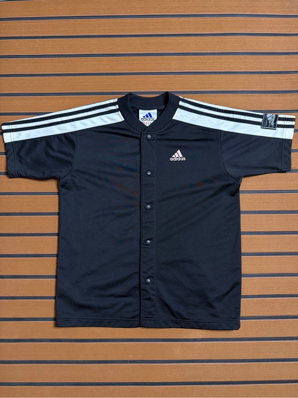 Vintage Adidas Buttonup Jersey Womens Medium Black Pink 90s Activewear